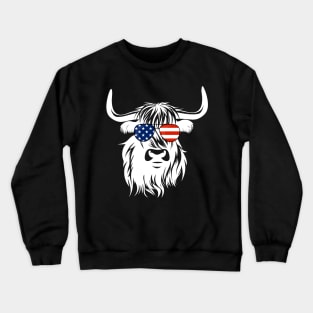 Oh My Stars Cow Shirt, Highland Cow shirt, Highland Cow With 4th July, American Flag Shirt, Fourth Of July Tee, Independence Day Crewneck Sweatshirt